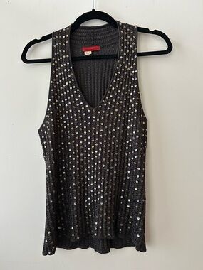 Y2K Sequin V-Neck Sleeveless Top stretch evening elegant